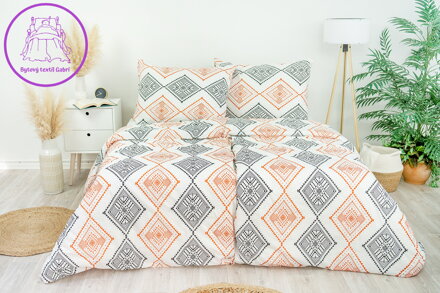 Ložní povlečení krepové Stanex kosočtverce (LS270), 140 x 220 + 90 x 70, Zip