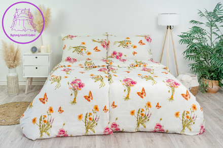 Ložní povlečení krepové Stanex louka (LS371), 200 x 220 + 2ks 90 x 70, Knoflíkové