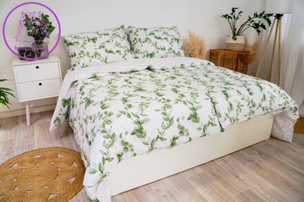 Ložní povlečení krepové Stanex eukalyptus oboustranný (LS400), 140 x 200 + 90 x 70, Knofllíkové