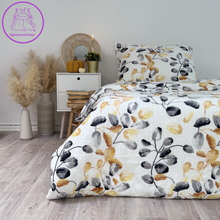 Ložní povlečení mikroflanel Kate žlutá, 140 x 200 + 90 x 70, Zip