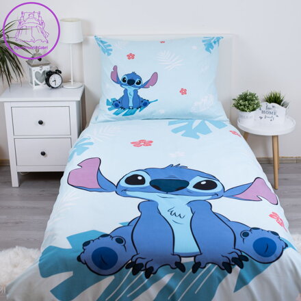 Ložní povlečení bavlněné Lilo a Stitch "Blue", 140 x 200 + 90 x 70, Zip