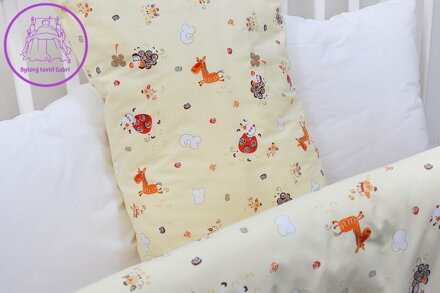 Dětské ložní povlečení krepové Stanex zvířátka žlutá (LS315), 135 x 90 + 40 x 60, Knoflíkové