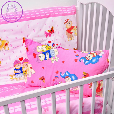 Dětské ložní povlečení bavlněné Stanex šťastní medvídci - růžová (LS326), 135 x 95 + 40 x 60, Zip