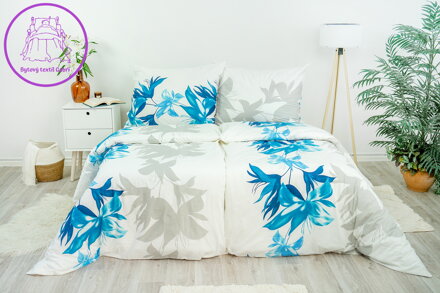 Ložní povlečení bavlněné Stanex Nela tyrkysová (LS236), 140 x 200 + 90 x 70, Knoflíkové