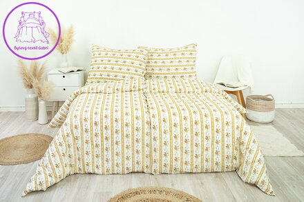 Ložní povlečení bavlněné Stanex retro béžové (LS250), 140 x 200 + 90 x 70, Knoflíkové