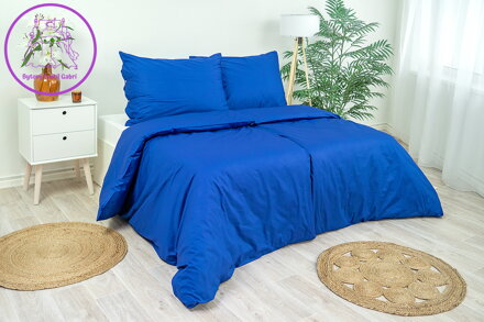 Ložní povlečení bavlněný satén Stanex tmavě modrý (LS154), 140 x 200 + 90 x 70, Knoflíkové