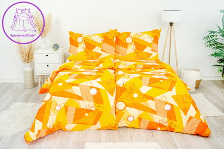 Ložní povlečení bavlněné Stanex planeta oranžová (LS70), 140 x 200 + 90 x 70, Knoflíkové