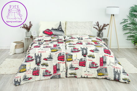 Ložní povlečení bavlněné Stanex City (LS150), 140 x 200 + 90 x 70, Knoflíkové