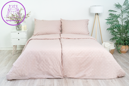 Ložní povlečení bavlněné Stanex růžový puntík (LS373), 140 x 200 + 90 x 70, Knoflíkové