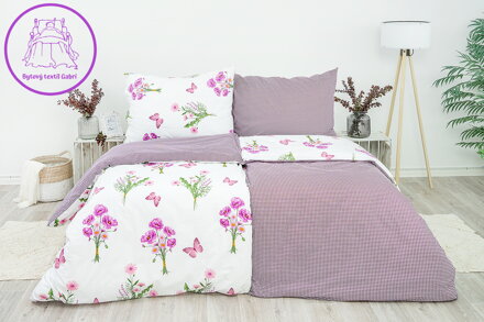 Metráž bavlna fialový asymetrický vzor (LS246)