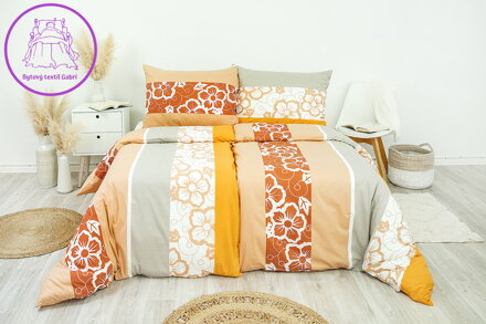 Povlak na polštář bavlněný Stanex květiny béžové (LS149), 40 x 40 cm, Knoflíkové