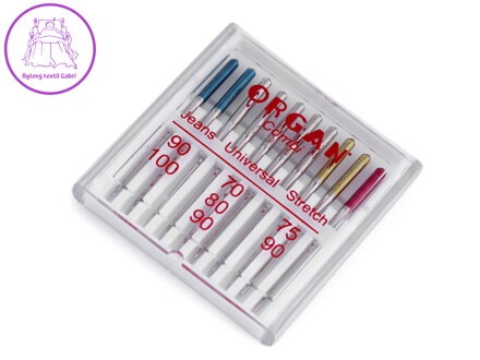 Strojové jehly sdružené Jeans 90;100, Universal 70;80;90, Stretch 75;90 Organ