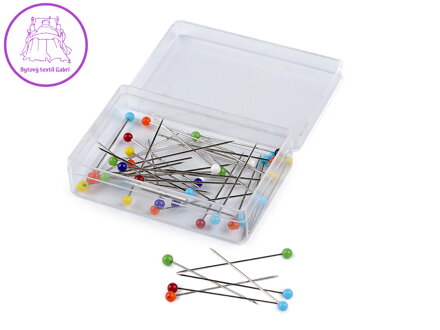 Špendlíky se skleněnou hlavičkou délka 32-38 mm nerezová ocel