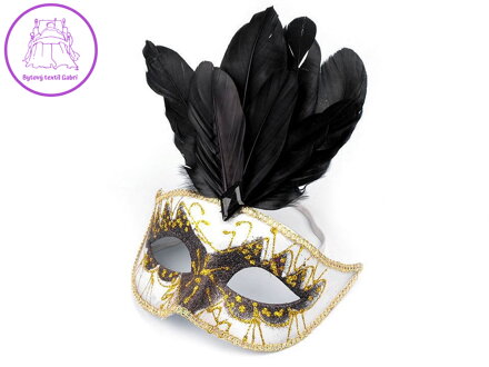 Karnevalová maska GLITRY s peřím