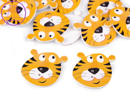 Dřevěný dekorační knoflík zvířátka - pes, ježek, beruška, tygr