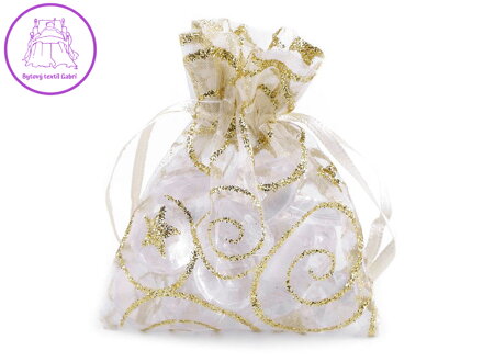 Dárkový pytlík 6,5x9 cm organza s glitry