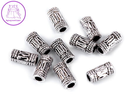 Kovové korálky váleček / koncovky na šňůrky 5x10 mm