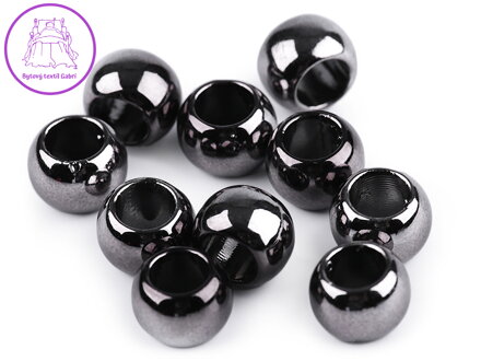 Plastové korálky Metalic s velkým průvlekem / plavkové 8x10 mm