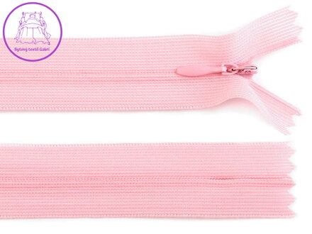 Spirálový zip skrytý šíře 3 mm délka 40 cm dederon