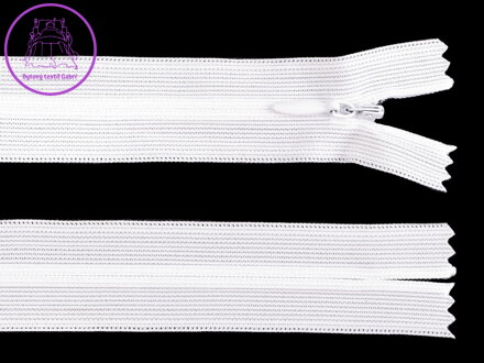 Spirálový zip skrytý šíře 3 mm délka 65 cm dederon