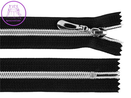 Spirálový zip No 7 délka 18 cm se stříbrnými zoubky