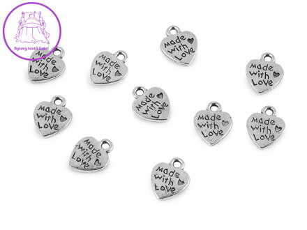 Přívěsek srdce Made with love 10x12 mm