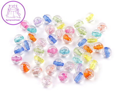 Plastové korálky ploškované, tranparentní s barevným průvlekem Ø6 mm, 8 mm