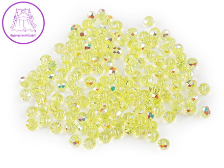 Skleněné korálky broušené ohňovky 4 mm s AB efektem