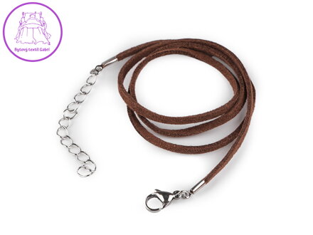 Šňůrka z eko kůže s karabinkou z nerezové oceli délka 46 cm