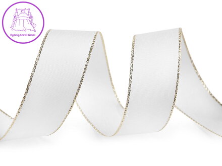 Stuha taftová šíře 25 mm s lurexem