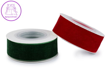 Sametová stuha na cívce ve vánočních barvách šíře 25 mm, návin 2,7 m
