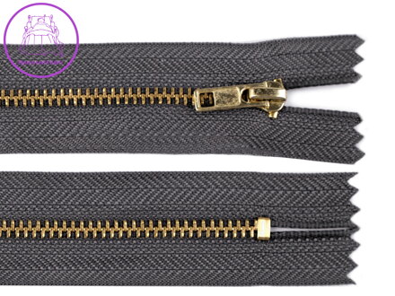 Kovový / mosazný zip šíře 4 mm délka 20 cm kalhotový