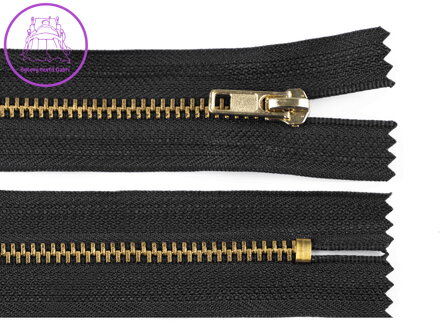 Kovový / mosazný zip šíře 4 mm délka 16 cm kalhotový