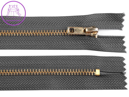 Kovový / mosazný zip šíře 4 mm délka 16 cm kalhotový