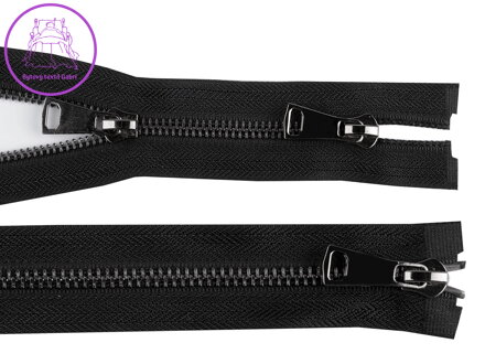 Zip kovový 5 mm dělitelný 2 jezdce / dvoucestný 50 cm