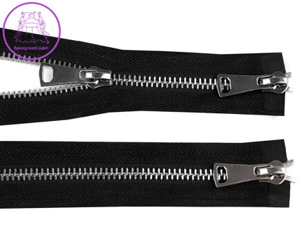 Zip kovový 5 mm dělitelný 2 jezdce / dvoucestný 80 cm