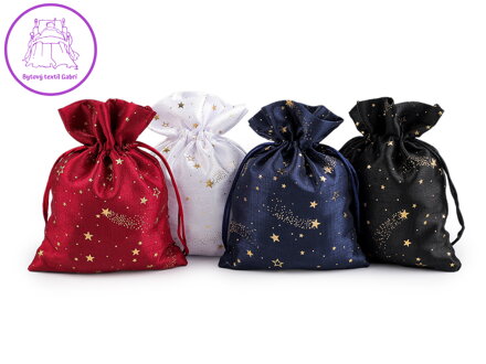 Vánoční dárkový pytlík hvězdy 13x18 cm