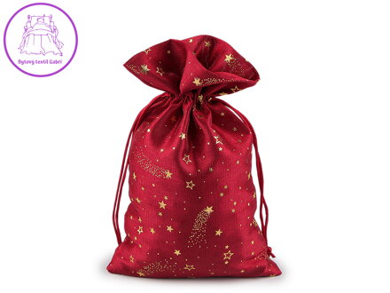 Vánoční dárkový pytlík hvězdy 15x24 cm