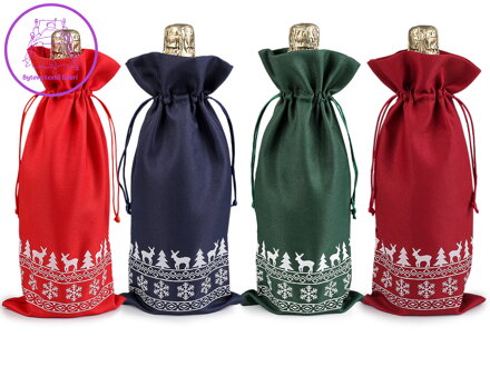 Vánoční dárkový pytlík na láhev 15x32 cm
