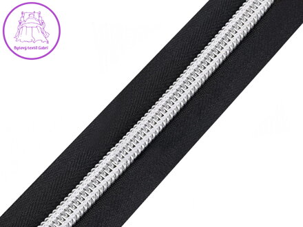 Zip spirálový šíře 10 mm metráž se stříbrnými zoubky