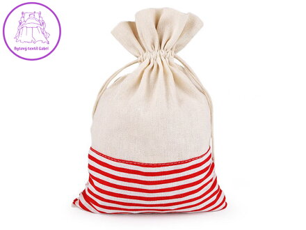Lněný pytlík s proužky 18,5x28 cm