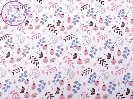 Bavlněná látka / plátno květy a listy Bavlněná látka / plátno květy a listy