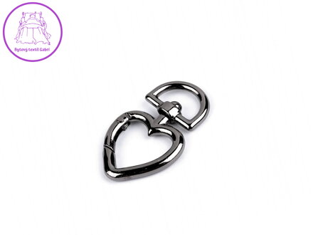Kovová karabina srdce průvlek 15 mm