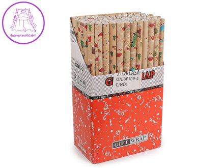 Balicí papír vánoční přírodní 0,7x2 m