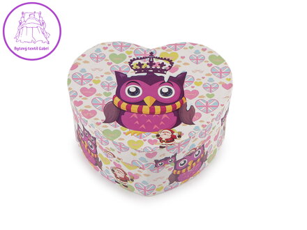 Dárková krabička srdce sova 11,5x10 cm