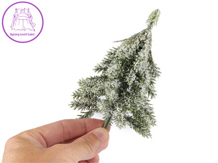 Umělý stromeček na drátku zasněžený do věnců, květináčů 13 cm, 17 cm