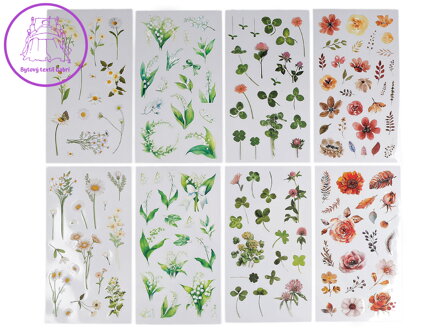 Průhledné samolepky květin a rostlin