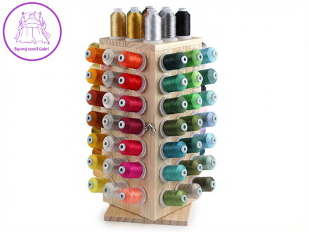 Dřevěný stojan na nitě otočný s úložným prostorem, výška 44 cm