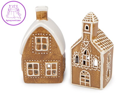Vánoční domeček, kostel na svíčku imitace perníku