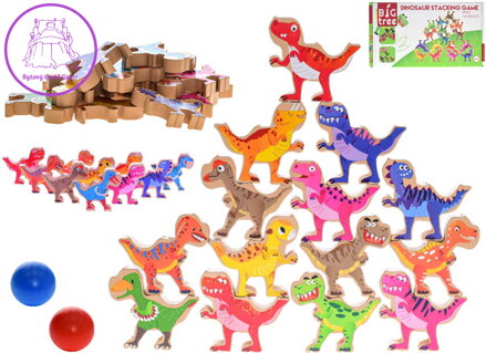 DŘEVO Hra motorická balanční dinosauři 16 dílků *DŘEVĚNÉ HRAČKY*